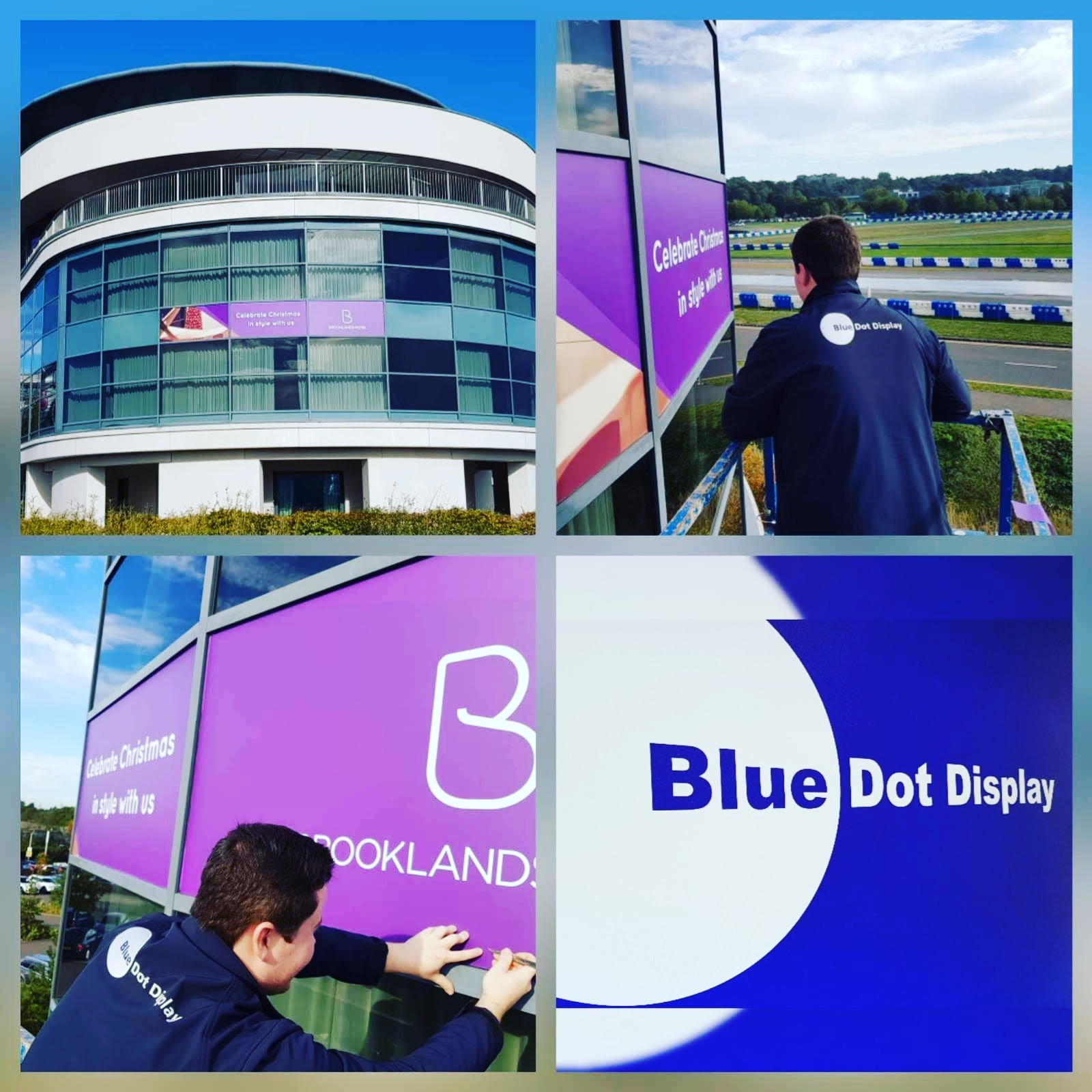 Vinyl lettering and window graphics being installed by Bluedot at Brooklands in Surrey