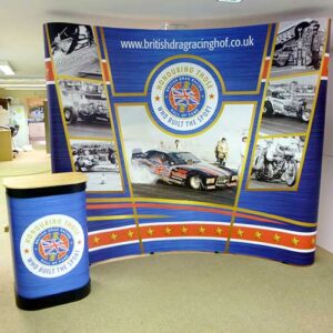 Pop up display stand and lectern created for the British Drag Racing Association