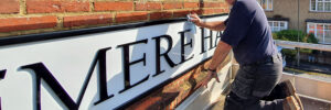 Haslemere Hall sign install by Bluedot Display Ltd