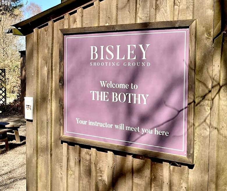 Dibond signs for the Bothy at Bisley Shooting Grounds in Surrey
