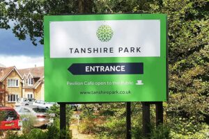 Dibond sign created by Bluedot Display for Tanshire Park in Godalming Surrey