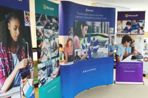 Pop-up exhibition stands for Microsoft printed by Bluedot Display