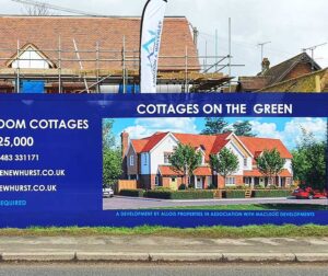 Bibond construction site hoardings at a luxury development of homes in Shamley Green Surrey