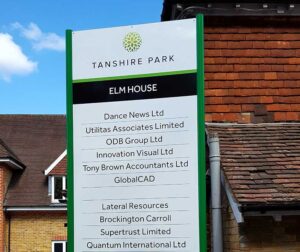 Aluminium Dibond signs at Tanshire Park in Godalming by Bluedot Display