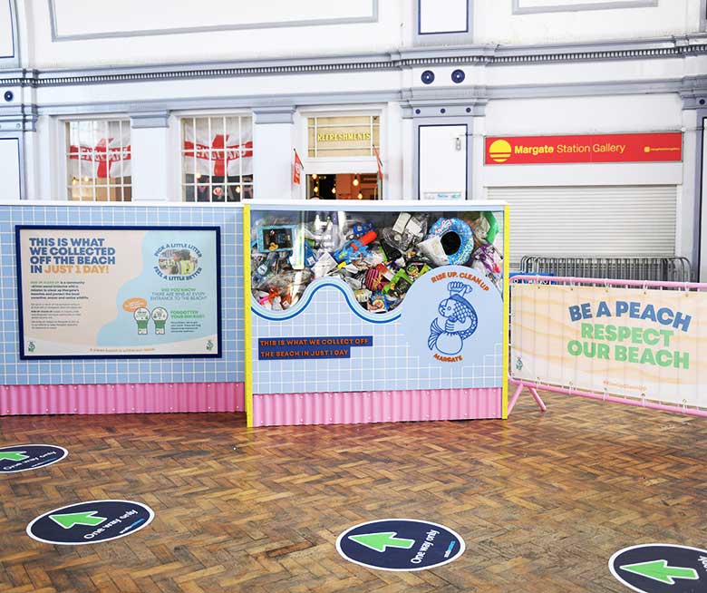 Waste campaign banners and graphics at Margate Station for Thanet District Council