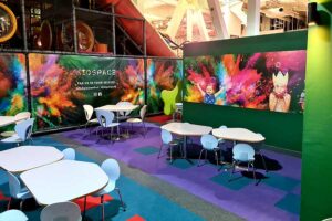 We gave the café at Kidspace in Romford a complete makeover with giant digitally printed vinyl wall graphics