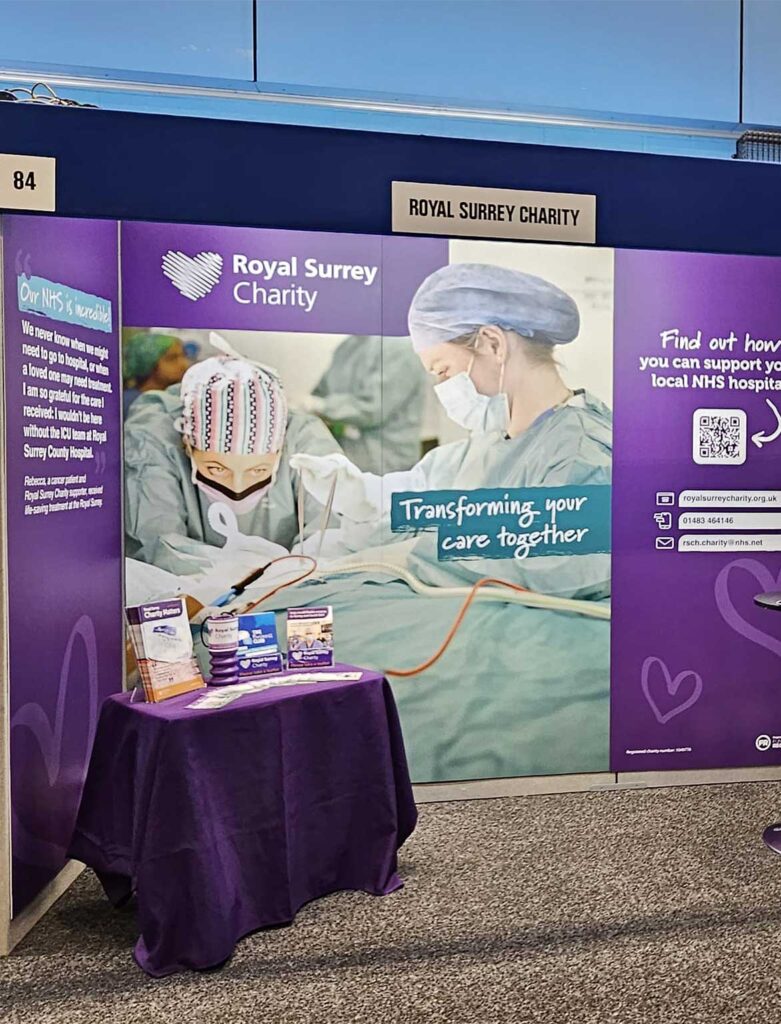 Exhibition stand graphics created for the Royal Surrey Hospital charity