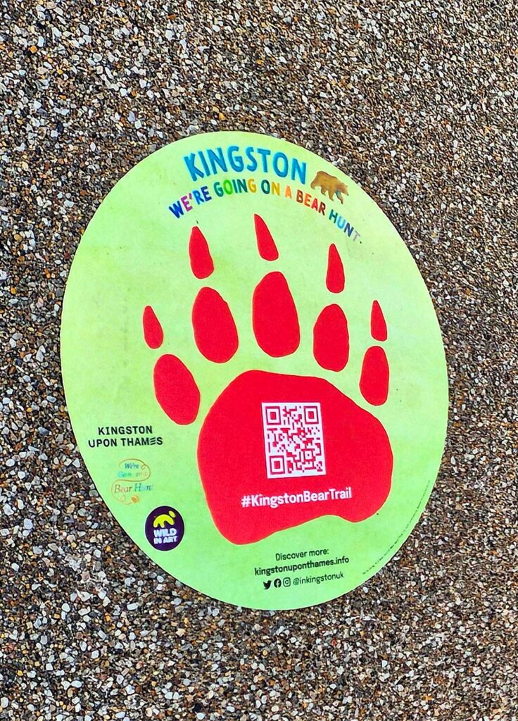 Brightly coloured bear foot floor stickers created for Kingston County Council