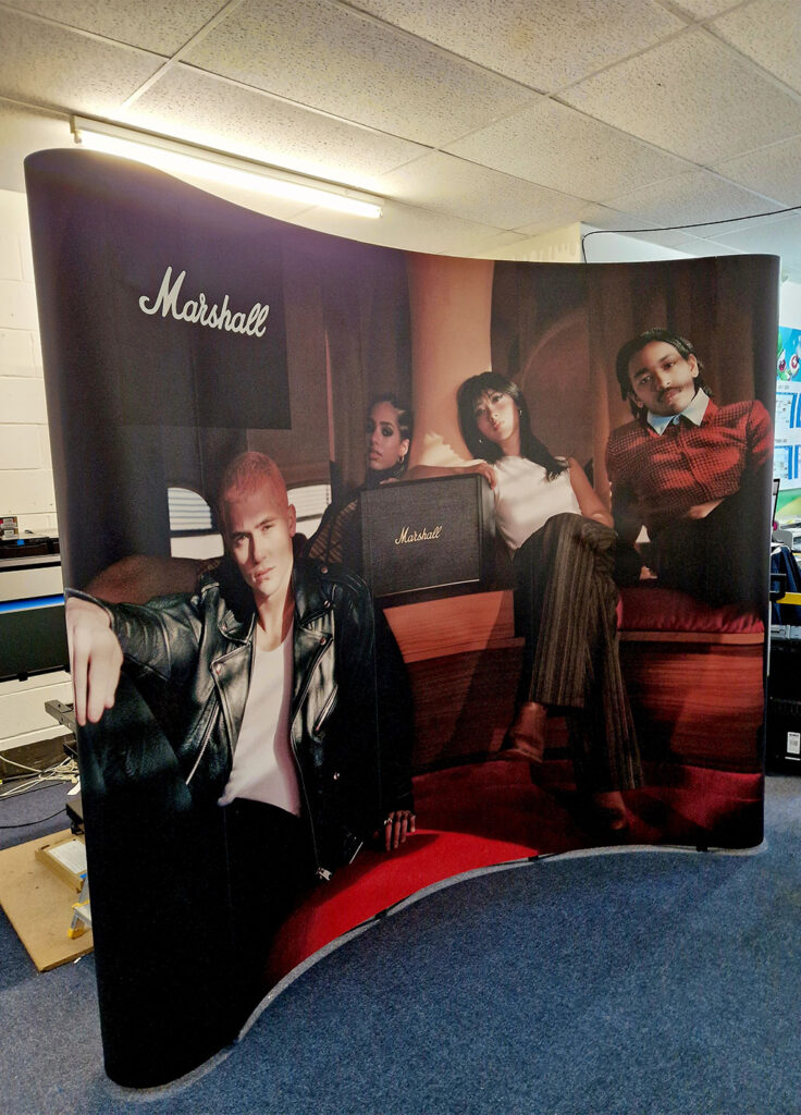 Pop up display stand created for Marshall amplifiers by Bluedot Display