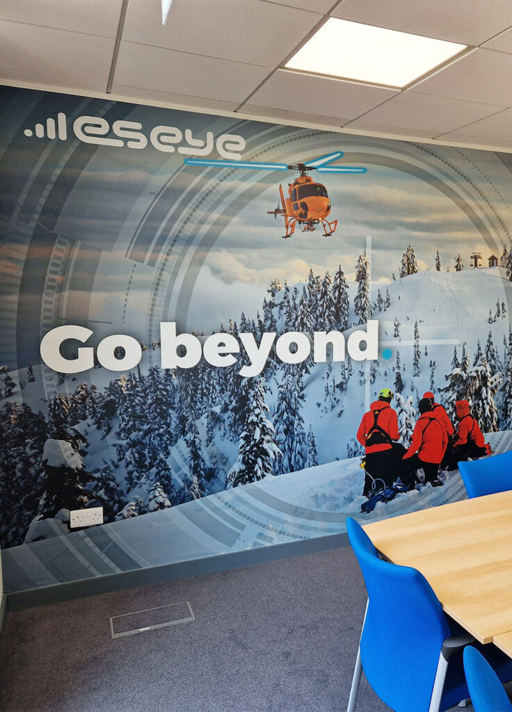 Eseye go beyond vinyl full wall wraps created by Bluedot Display