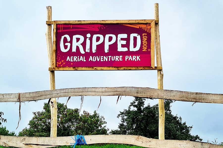 Large Dibond exterior sign for the Gripped attraction at Hobbledown Heath in Hounslow