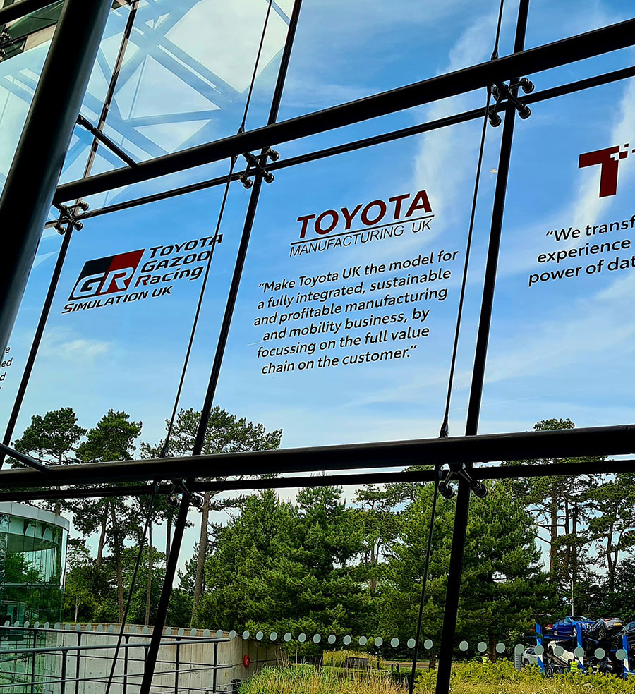 Window vinyls printed and installed at Toyota GB