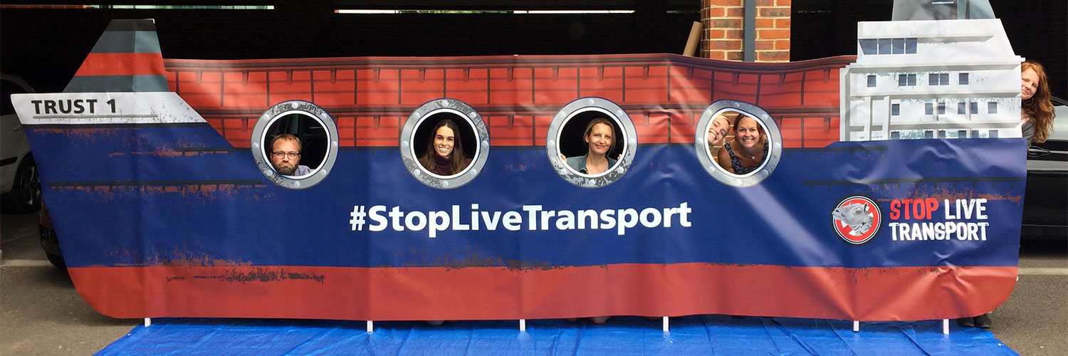 Large format banner printing for the Stop Live Transport campaign