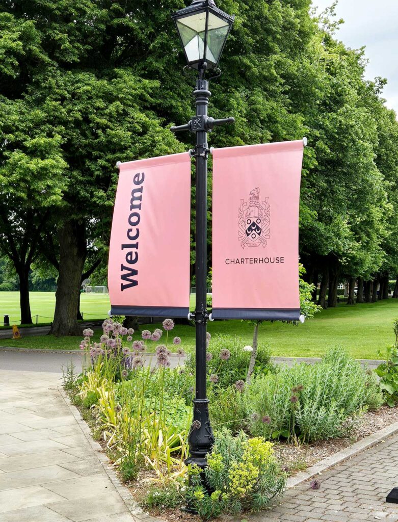 Banner flags created for Charterhouse School in Godalming Surrey