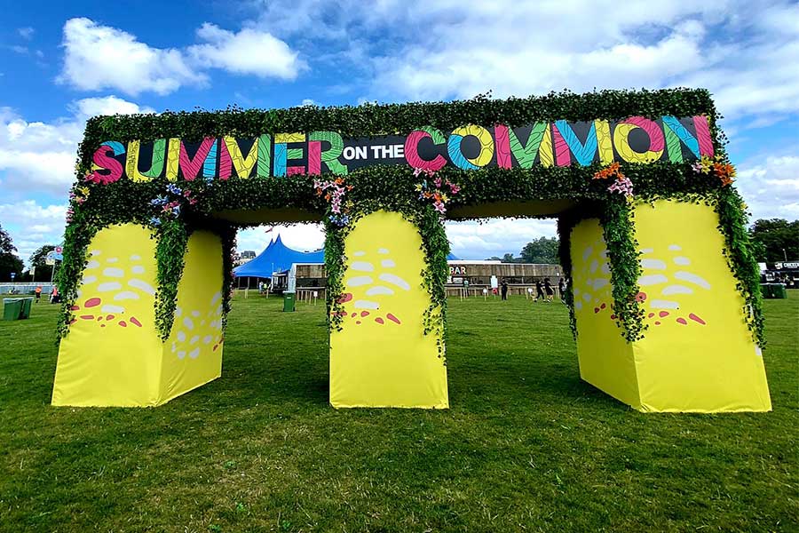Large format graphics created by Bluedot Display for a music festival in Surrey