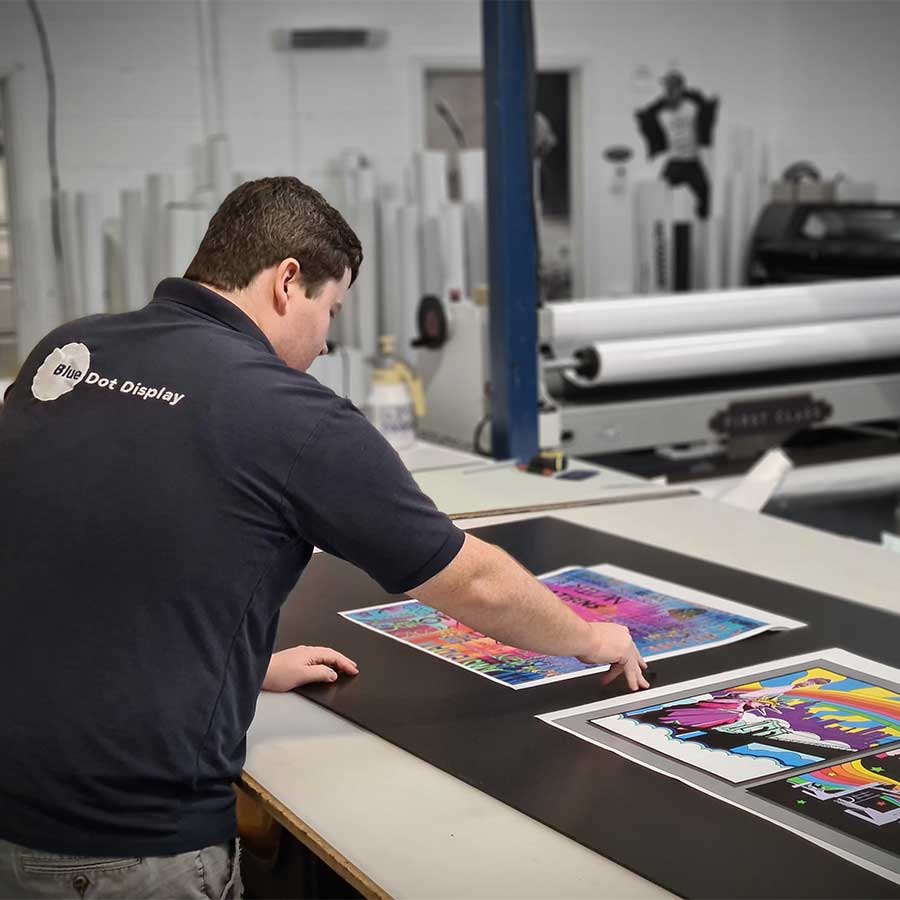 James at Bluedot Display in Wormley near Godalming printing large posters