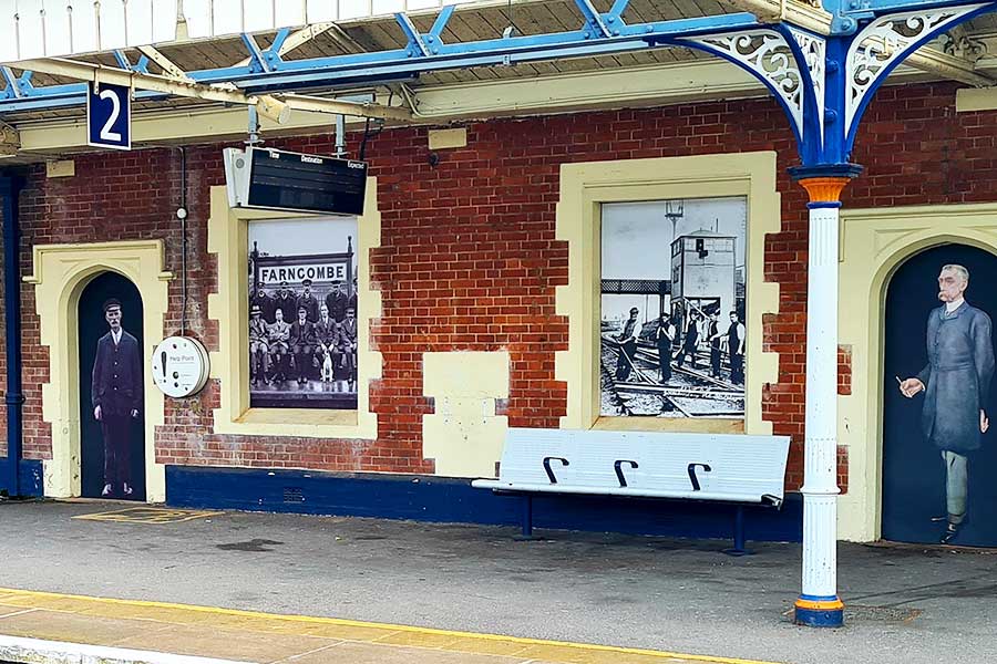 Dibond posters by Bluedot Display at Farncombe Station